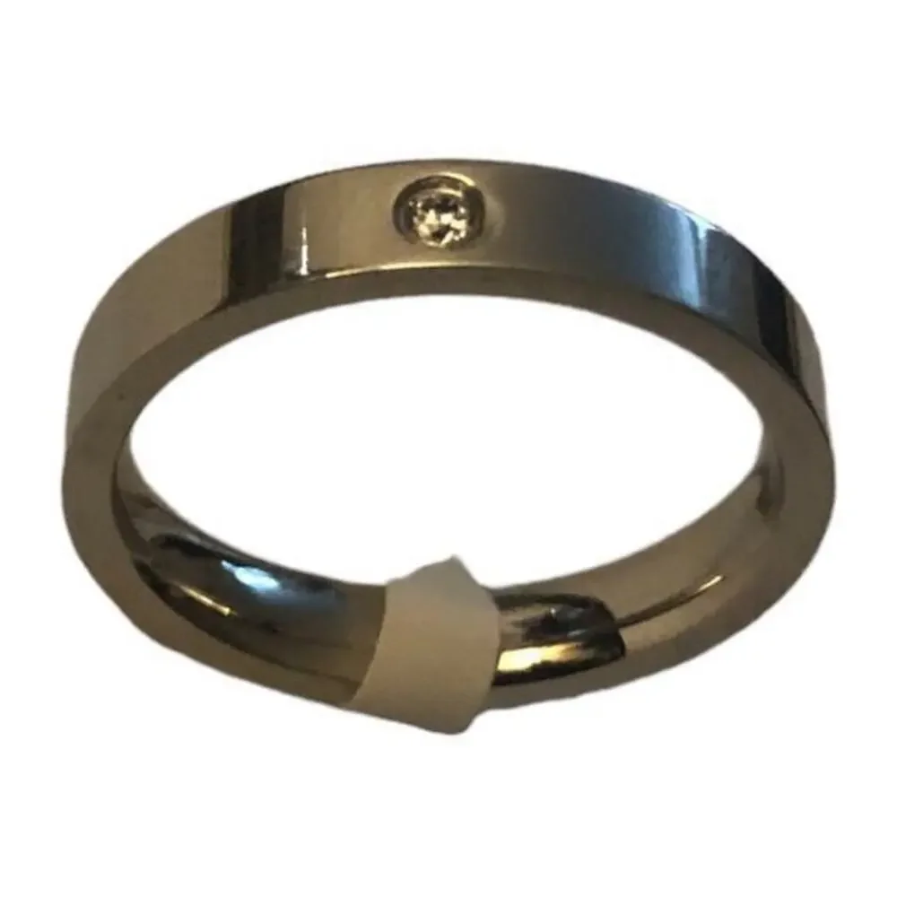 New Stainless steel band with‎ CZ size 9
